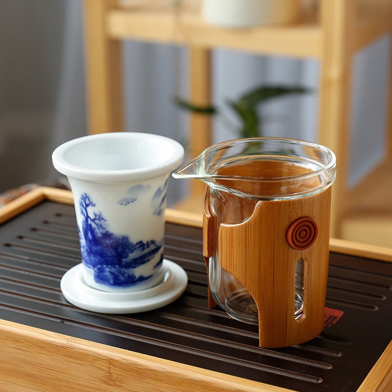 Travel for ceramic tea set opportunely celadon crack pot of glass suits for kung fu tea set of household solid wood tea tray