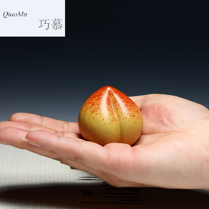 Qiao mu QD yixing purple sand tea pets play manual mini peach son birthday gift its tea hand furnishing articles