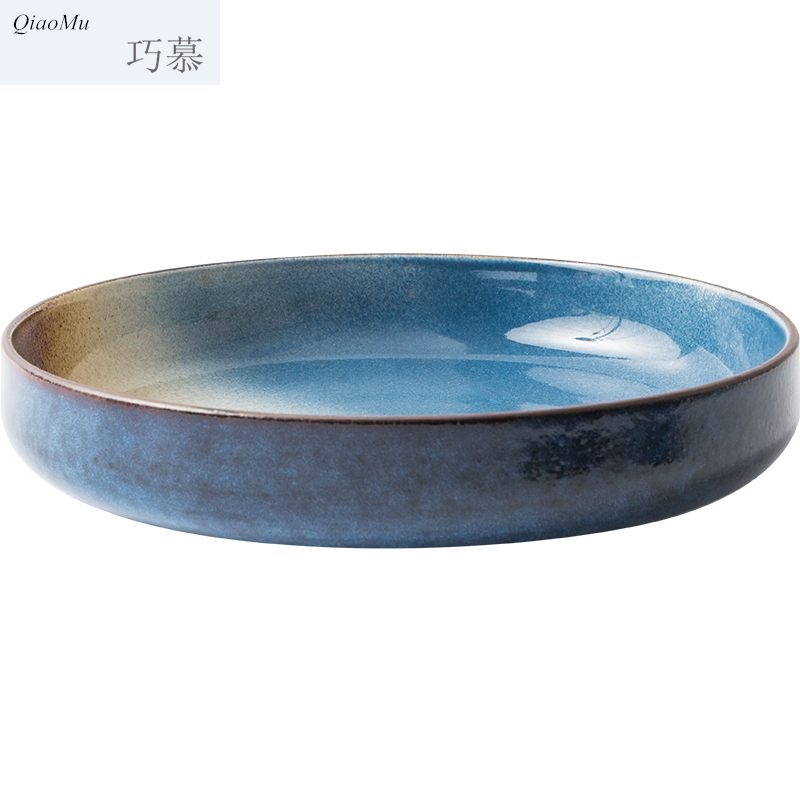 Qiam qiao mu household utensils ins large fish bowl shallow bowl of soup bowl expressions using basin ceramic bowl nice bowl of Milky Way