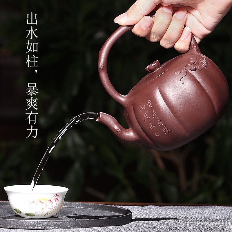 Qiao mu YH yixing are it by ore bottom groove green pure manual cixin qiu - yun teapot decals kung fu girder