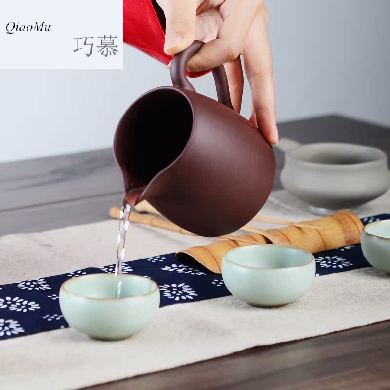 Qiao mu CMJ kung fu tea set reasonable yixing purple sand cup tea taking ground zero with large points of tea, tea sea purple clay