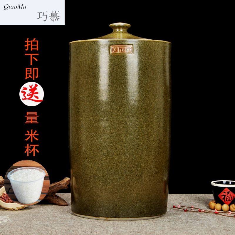 Qiao mu ceramic barrel ricer box jingdezhen tea at the end of the 20 jins 30 jins of 50 kg insect - resistant moisture storage tank water tanks