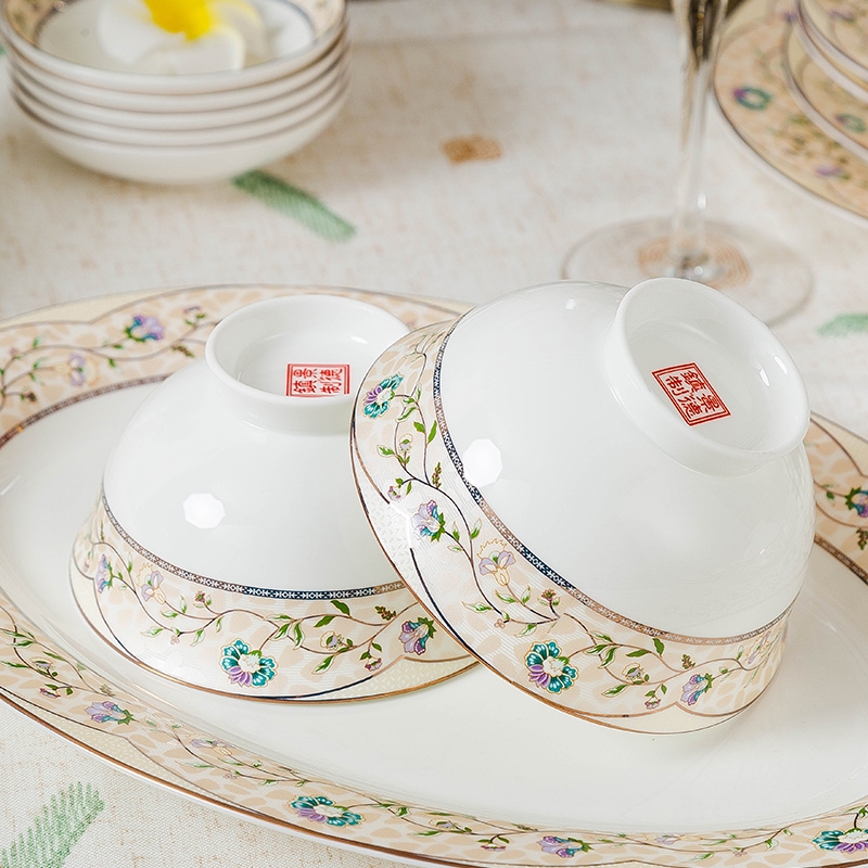 Qiao mu dishes suit household jingdezhen European - style ipads China dinner set bowl chopsticks ceramics plate combination of Chinese style