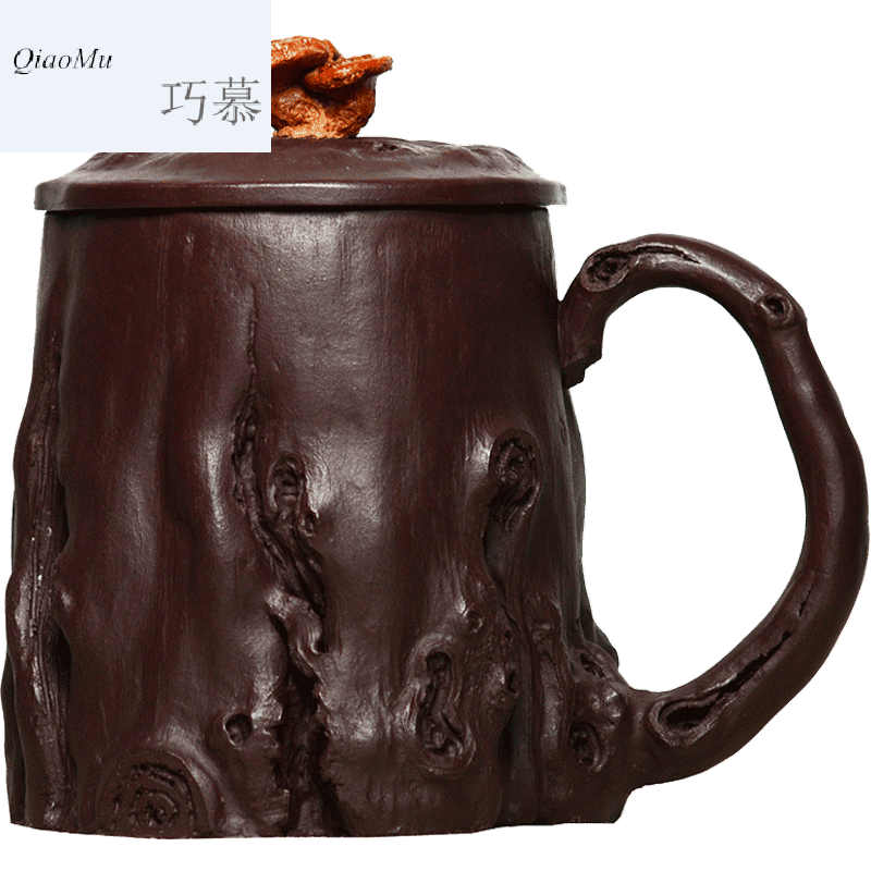 Qiao mu QD high - end hand purple cover cup cup run of mine ore old purple clay deadwood ganoderma lucidum stump boutique office make tea