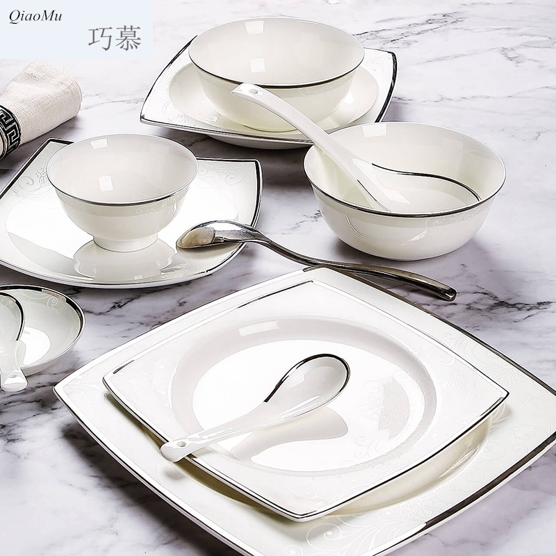 Qiao mu dishes suit household up phnom penh ipads porcelain tableware suit dishes of jingdezhen ceramic bowl chopsticks sets of northern Europe