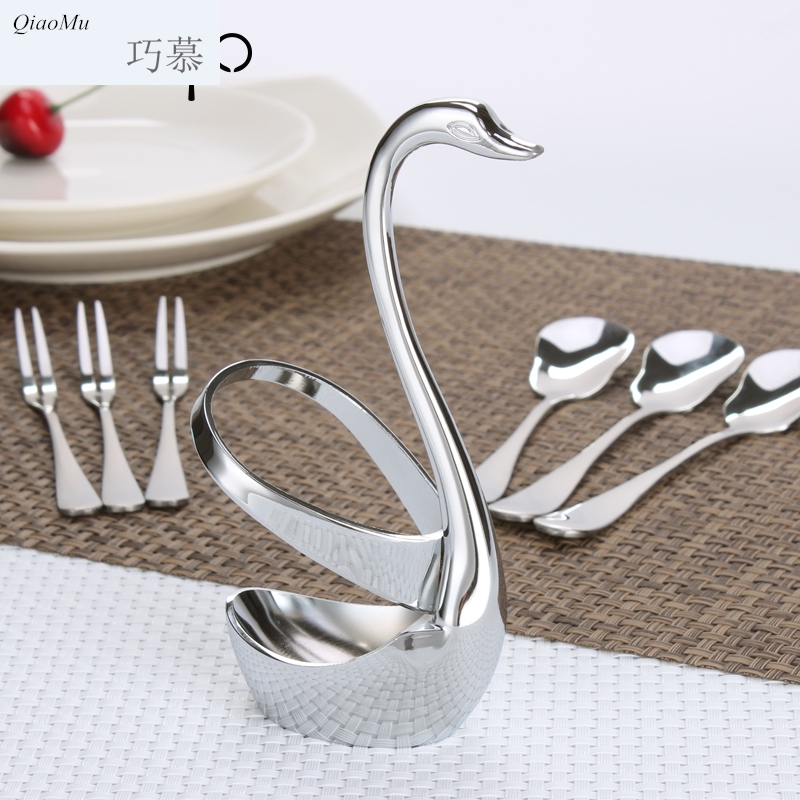 Qiao mu creative Cygnus stainless steel fruit fork set fruit western tableware coffee spoon, fork fork base