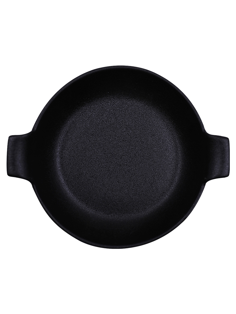 Qiao mu DY Nordic black crystal glaze of single and double handle pan creative ceramic baked large capacity domestic rainbow such as bowl soup bowl salad bowl