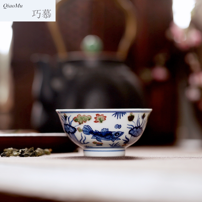 Qiao mu JYD jingdezhen blue and white ceramics youligong hand - made sample tea cup kung fu small tea cup tea cups