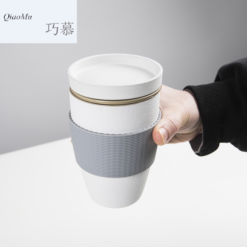 Qiao mu CMJ creative ceramic cups large capacity filter separate man with cover household mercifully portable office