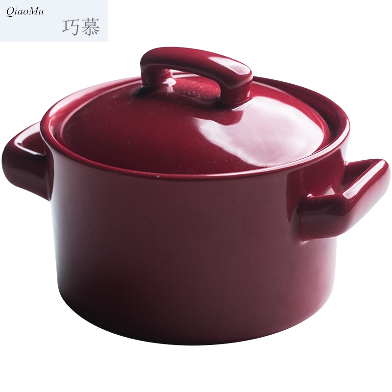 Qiao mu creative ceramic red take bake small bowl of baking plates of kitchen utensils ears flat bake bowl dessert bowls