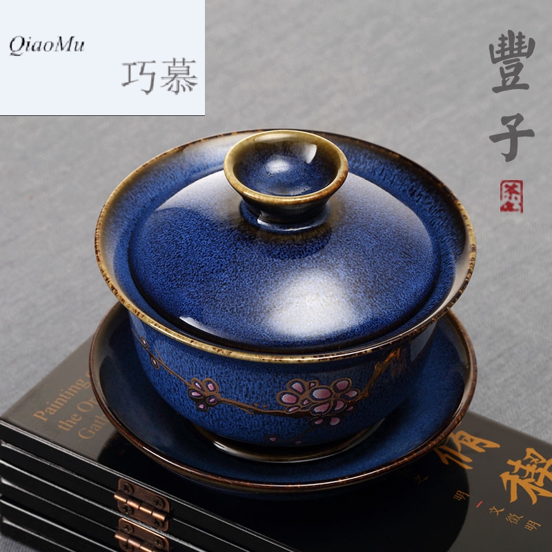 Qiao MuFengZi ceramics ancient porcelain cups tureen lid three cup kunfu tea cover cup tea kungfu tea set