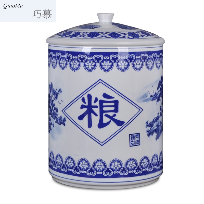 Qiao mu ceramic barrel ricer box pot of tea cake flour cylinder cylinder tank moistureproof insect - resistant receive tank seal storage