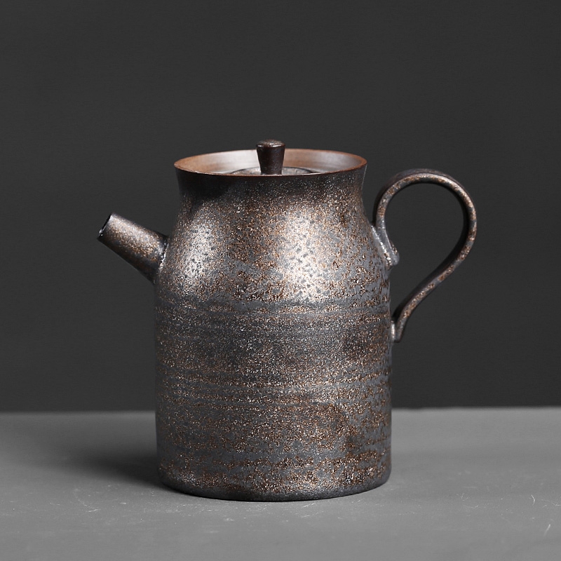 Qiao mu PMZ trumpet tea ware ceramic teapot Japanese coarse pottery imitation copper and gold household kung fu tea set single restoring ancient ways