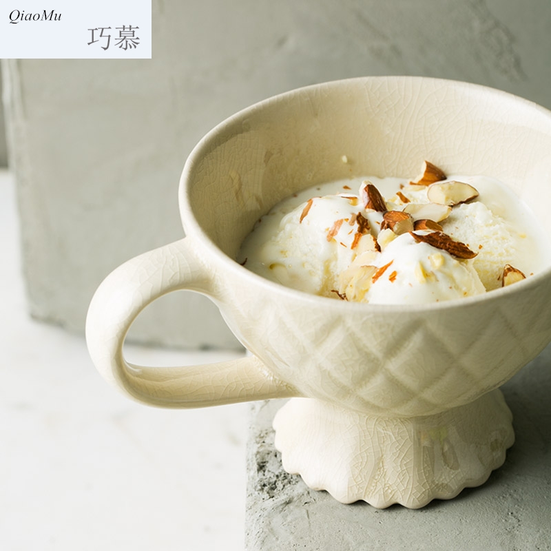 Qiao mu ou oat breakfast cup milk cup high - capacity creative mark ceramic water in a cup of coffee cup home