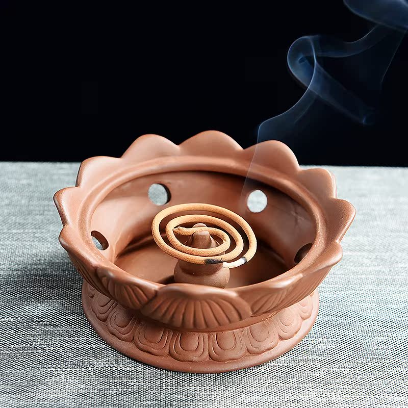 Qiao mu censer ceramic antique lotus creative tea line present household ornamental zen censer furnishing articles