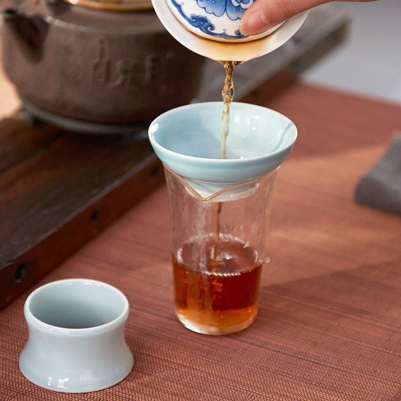 Qiao mu) tea filter creative jingdezhen ceramic tea set tea strainer net cloth filter accessories