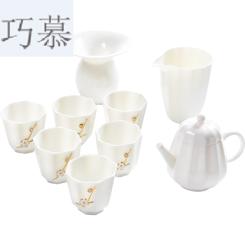 Longed for home opportunely white jade porcelain teapot teacup suit thin foetus kung fu tea set suet white porcelain Japanese contracted tea taking