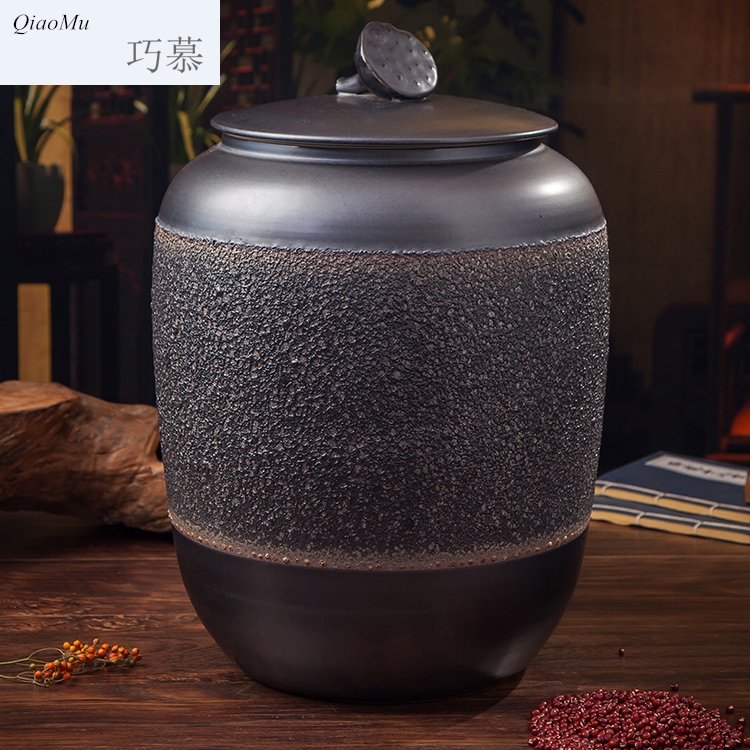 Qiao mu jingdezhen temperature variable glaze ceramic with cover the barrel storage box 40 kg oil cylinder tank to tank jars of pickles