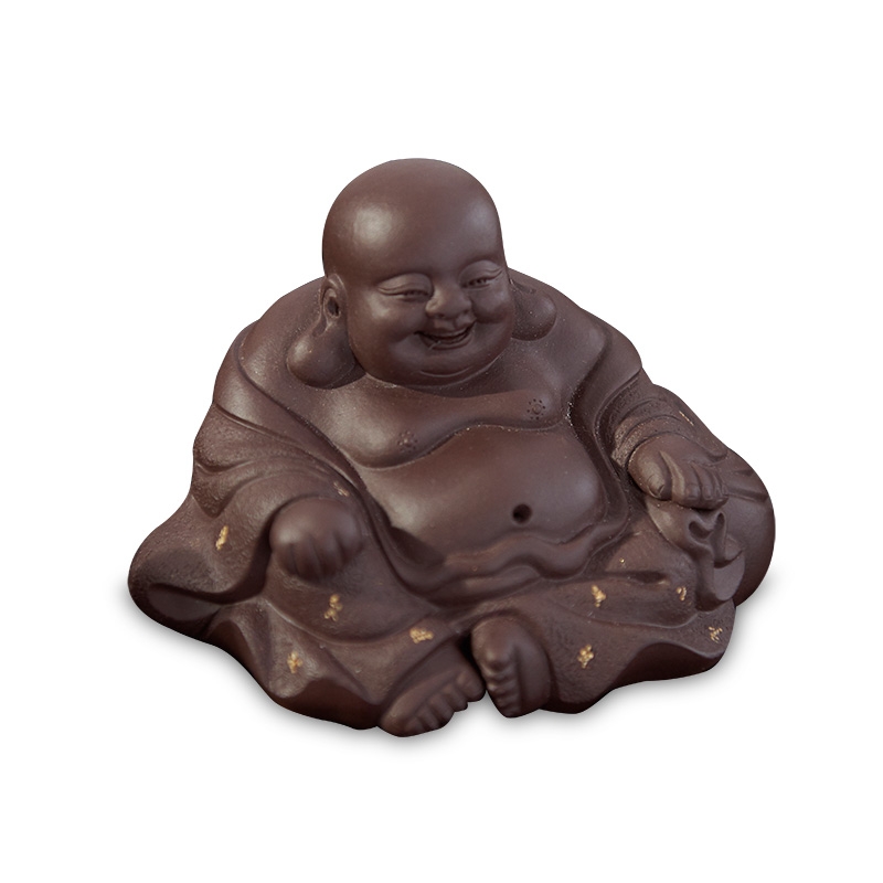 Qiao mu happy purple sand tea pet yixing purple sand maitreya Buddha manual its furnishing articles play kung fu tea with tea