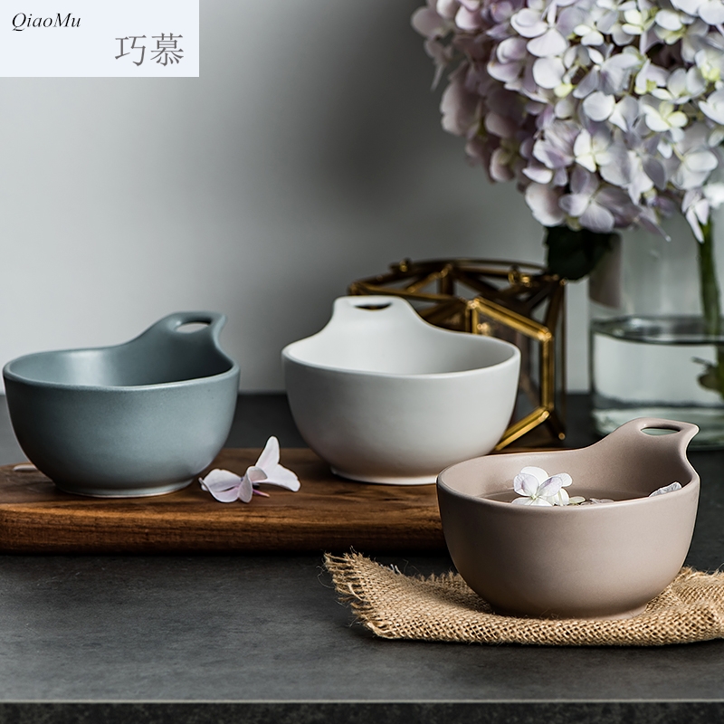 Qiam qiao mu creative ceramic bowl American contracted household tableware rice bowls, lovely children bowl of Manhattan