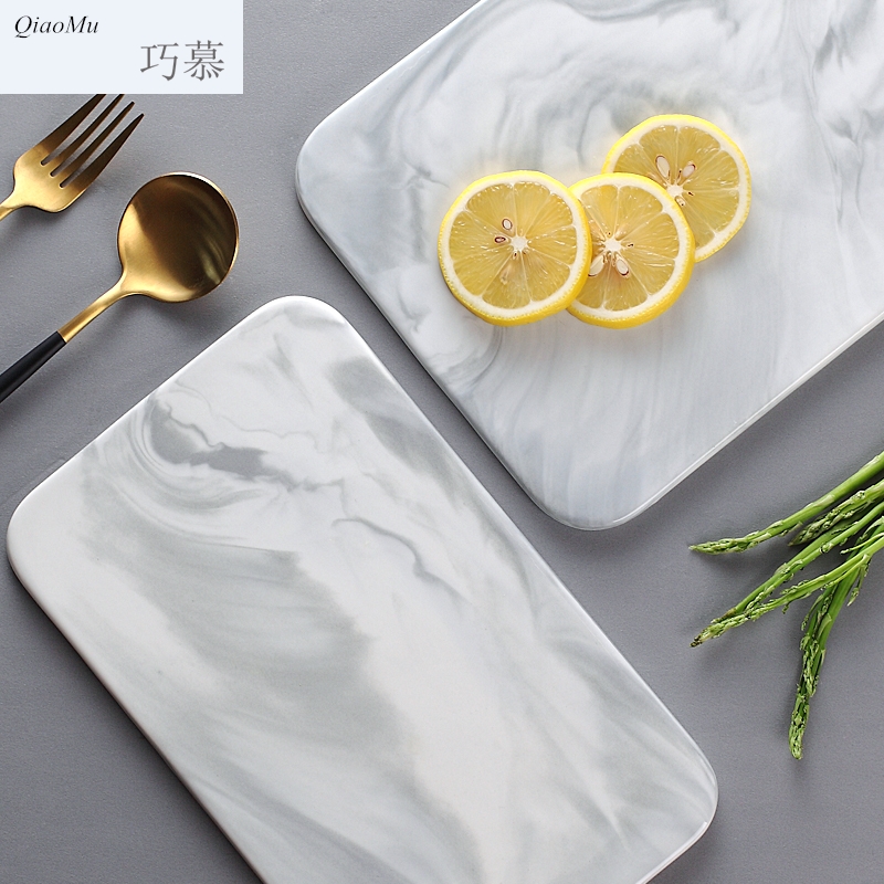 Qiao mu DHT northern wind marble block, flat ceramic cooking fruit tray food posed SaPan