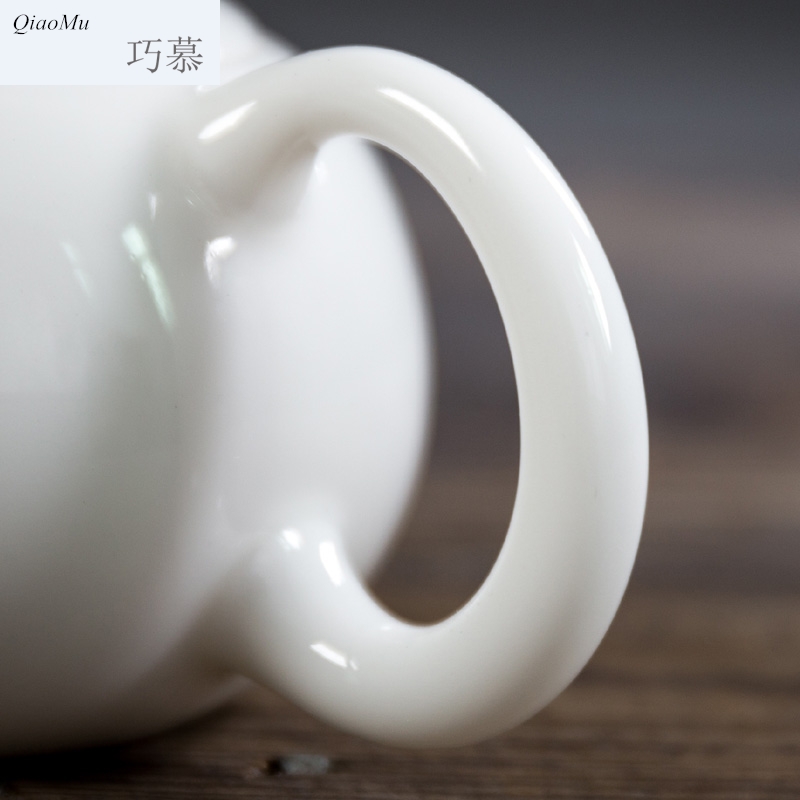 Qiao mu dehua white porcelain manually xi shi suet glaze jade porcelain teapot ceramic teapot tea Chinese small single pot