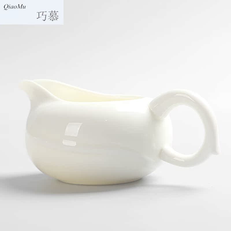 Qiao mu dehua white porcelain ceramic fair keller ivory white big trumpet tea tea accessories device and a cup of tea