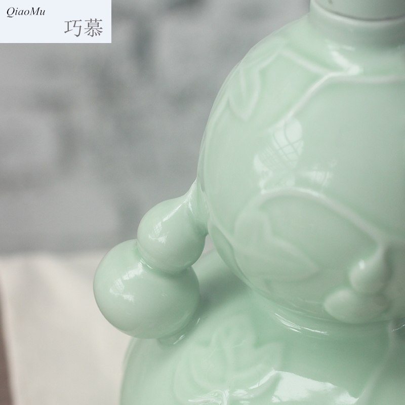 Qiao mu jingdezhen jar empty bottle gourd wine pot liquor ceramic antique liquor bottle 5 jins of household mercifully