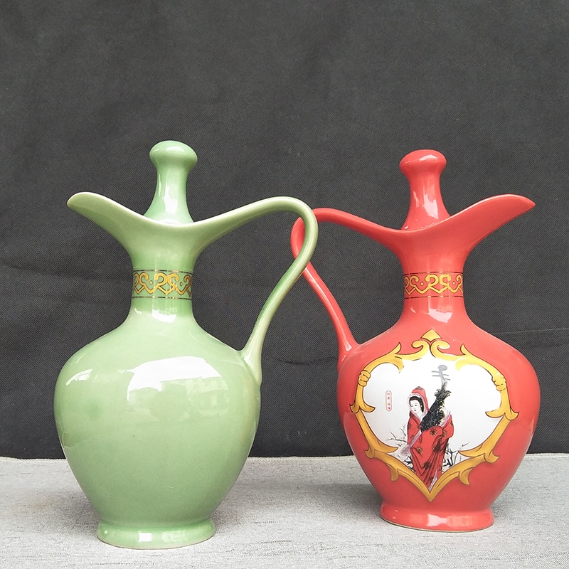 Qiao mu jingdezhen household ceramics hip flask container seal empty wine bottle wine wine wine jar 1 catty a kilo