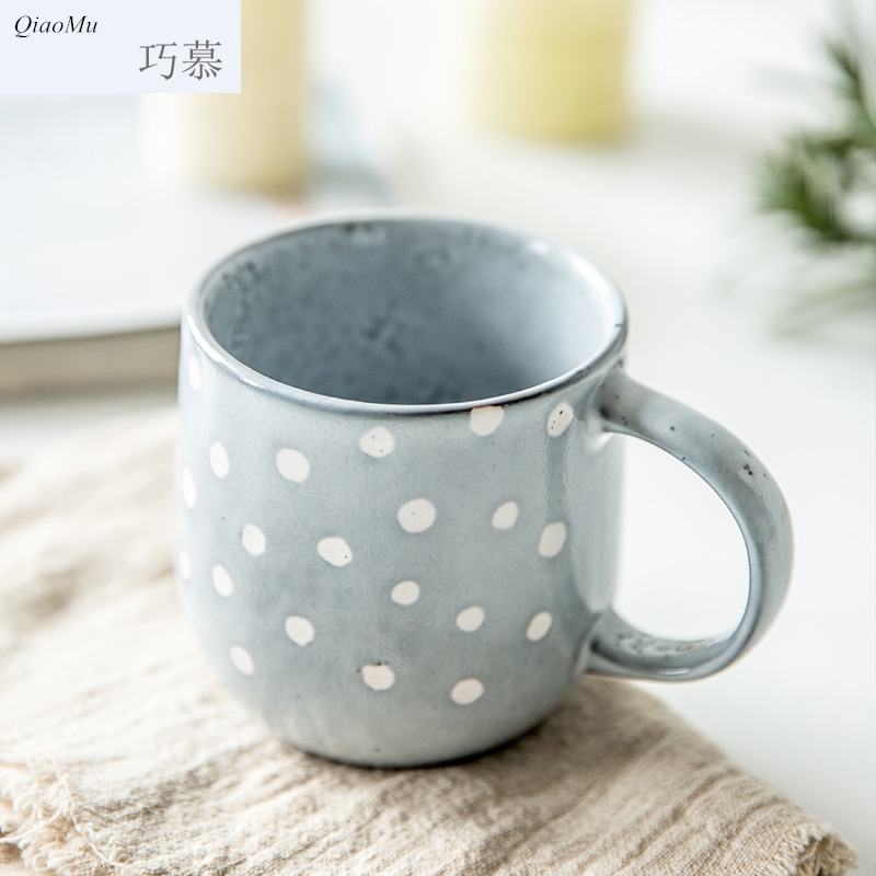 Qiam qiao mu Japanese creative hand - made ceramic keller cup office coffee cup milk cup spot move