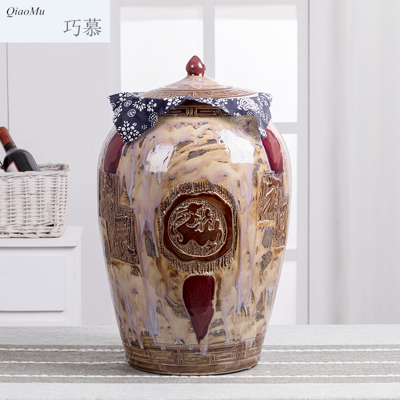 Qiao mu 50 kg of jingdezhen ceramics with cover household barrel 100 catties ricer box meter box cylinder storage tank seal storage