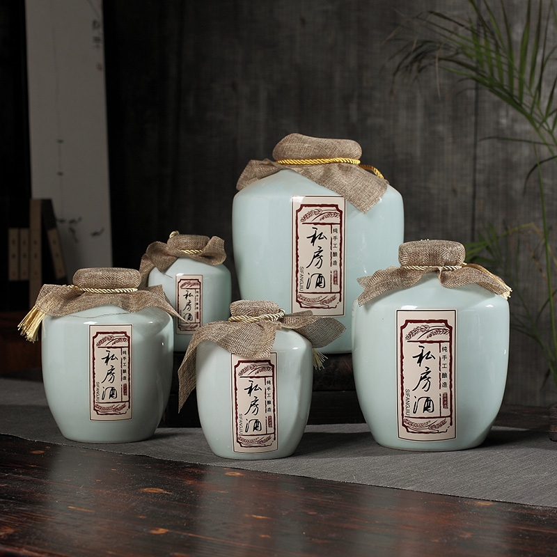 Qiao mu jingdezhen small shadow blue glaze ceramic bottle expressions using the empty wine bottle sealed jar furnishing articles 1 catty 2 jins 5 jins of 5 jins