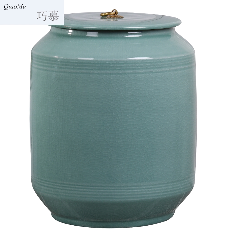Qiao mu 20 jins with jingdezhen ceramic barrel ricer box with cover tank with cover cylinder storage tank tea cake cylinder seal