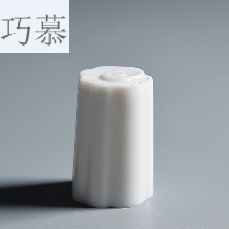 Qiao mu dehua manual build jade white porcelain tea pot lid cup humanities tea tea spare parts cover