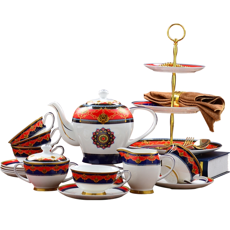 Qiao mu coffee cup suit European tea coffee ipads China English afternoon tea tea red disc ceramic cups of tea