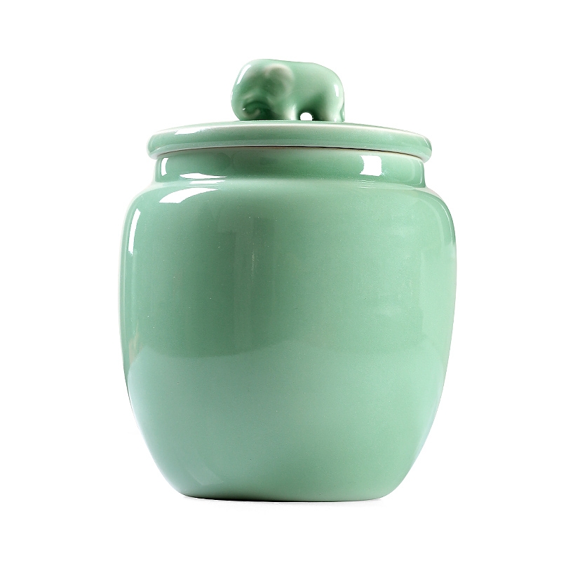 Qiao mu QYX longquan celadon hand - made tea caddy fixings warehouse large seal like a can of tea pu 'er tea POTS