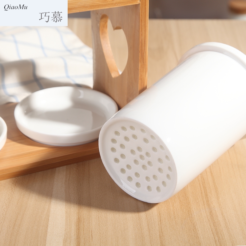 Qiao mu DHT ceramic tube of chopsticks chopsticks box binocular waterlogging under caused by excessive rainfall chopsticks chopsticks box of kitchen utensils receive household