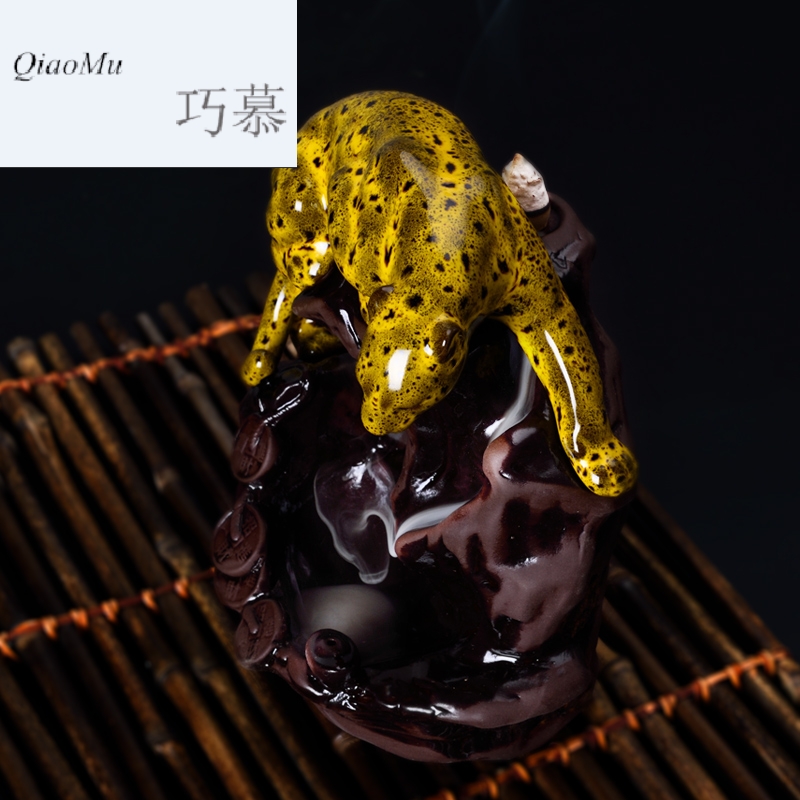 Qiao mu back in leopard ceramic incense buner creative rockery Buddha smoke carefully - selected spice furnishing articles aroma stove