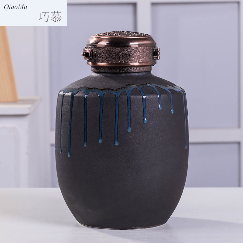 Qiao mu jingdezhen ceramic bottle 5 jins of empty bottle creative gift restoring ancient ways furnishing articles collection wine wine bottle wine jar