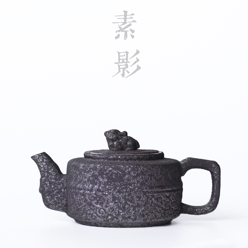 Qiao mu rust coarse pottery teapot vintage Chinese kung fu tea set single creative beast god pot of tea exchanger with the ceramics filter