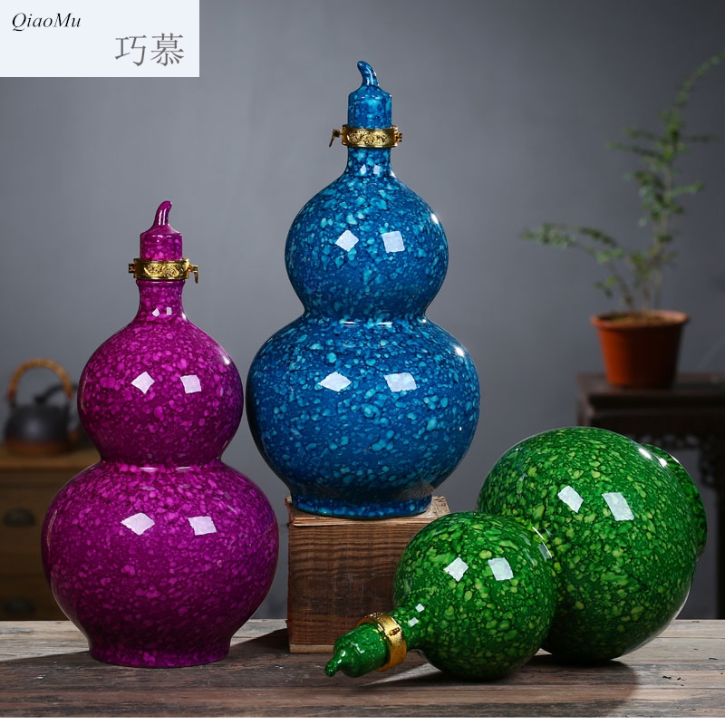 Qiao mu 1 catty 2 jins 5 jins of 10 jins to jingdezhen ceramic wine gourd bottle wine jar sealed jar of empty bottles