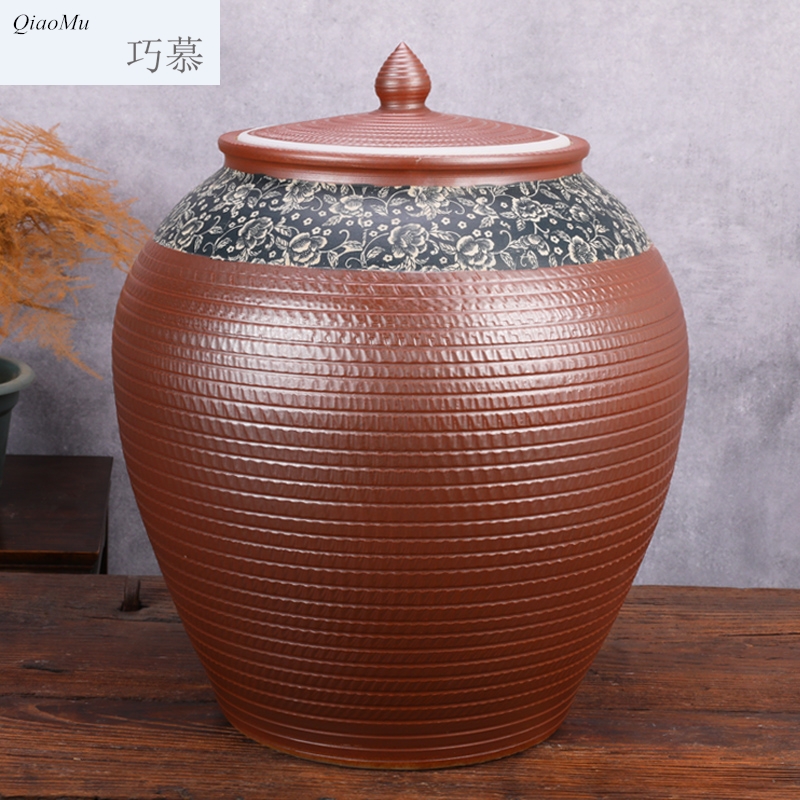 Qiao mu jingdezhen ceramic barrel tank cylinder storage tank is 100 jins caddy fixings large household porcelain pot