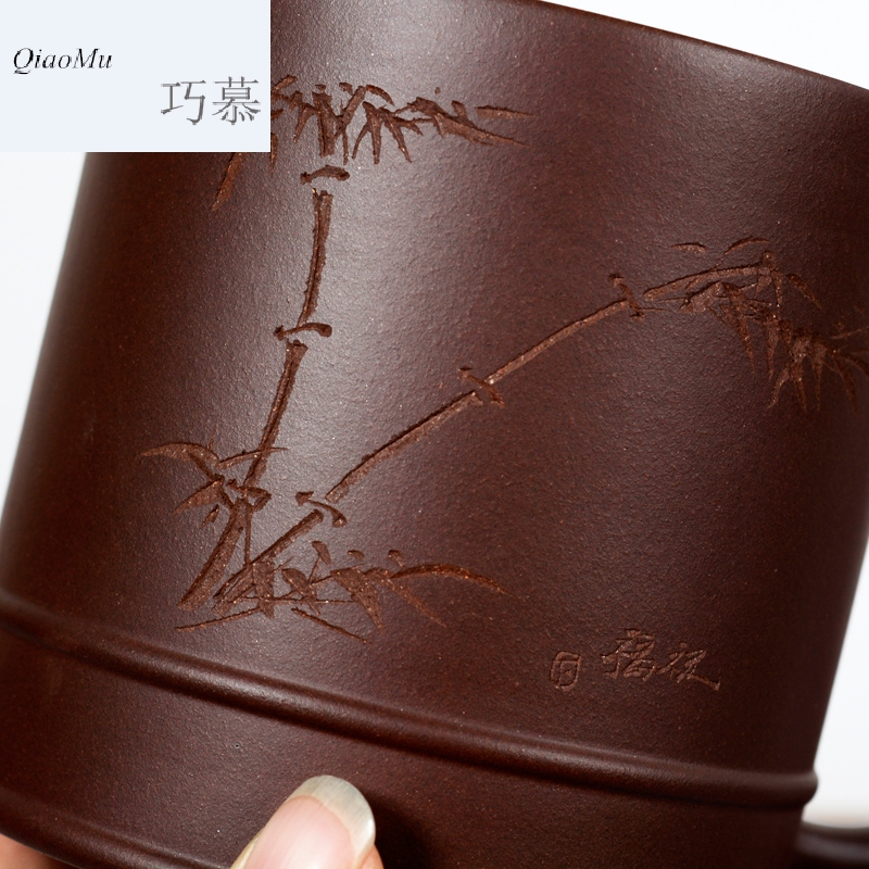 Qiao mu QD office gift tea set yixing purple sand cup authentic pure ore all purple clay hand household kung fu tea cups