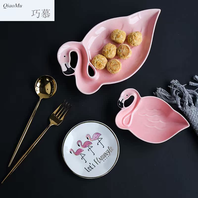 Qiao mu Nordic ins small wind see colour ceramic plate breakfast plate key jewelry receive plate product furnishing articles