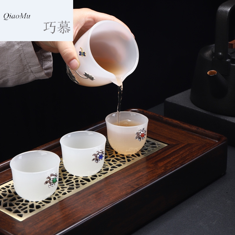 Qiao mu jingdezhen ceramic kung fu tea accessories fair silver coloured glaze jade white porcelain cup device and a cup of tea