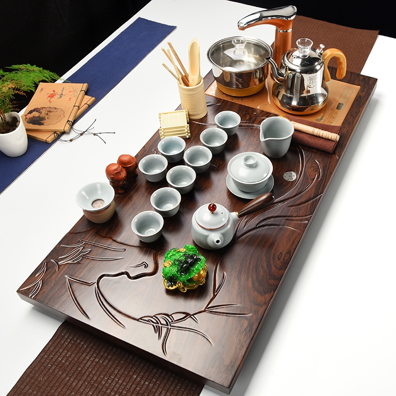 Qiao mu ceramic tea set contracted household kunfu tea automatic sitting room tea Chinese tea tea tea tray