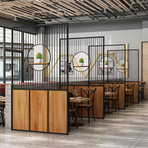 Industrial style wrought iron restaurant decorative wall hot pot barbecue restaurant card seat partition private room simple fence partition screen