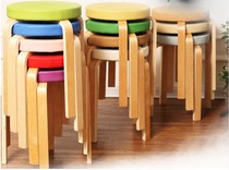 Factory direct solid wood color round stool leather stool PU face round stool simple home soft stool creative dining stool