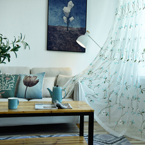 Zhejia rural garden window curtain shading cotton linen floor floating window screen finished special living room bedroom custom