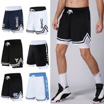 American basketball shorts are divided into four points but two pieces of knee leave two-layer fitness training speed dried ncaa men and women